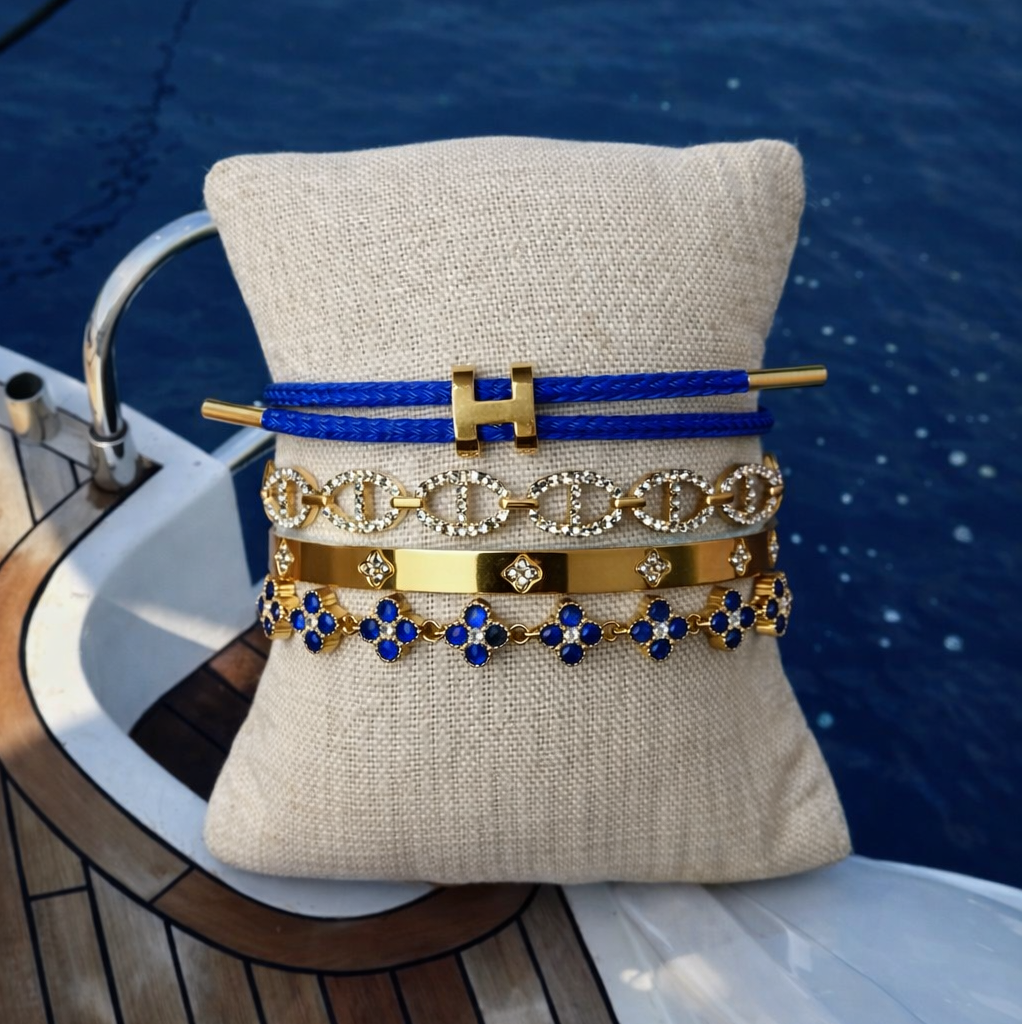 Combo « Blue Bloom Strass »